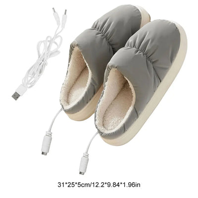 Heated Slipper Boot Soft Plush Heated Slippers Adjustable Temperature Electric Foot Warmer Winter Heated Boots for Home Office