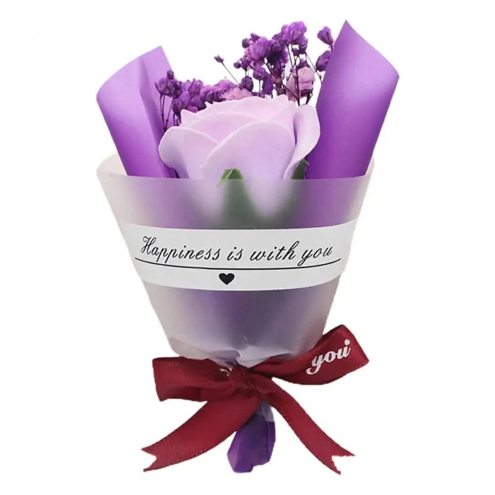 Scented Flowers Soap Ornamental Soap Rose Flower Essential Nice-looking  Durable Valentine's Day Soap Rose Flower