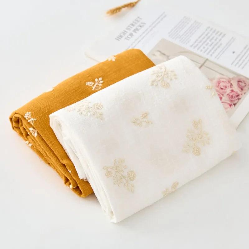 140x50cm embroidered slub cotton linen fabric clothing sewing diy women’s dress forest flower cloth