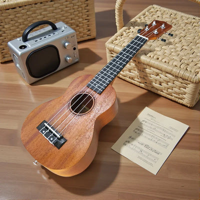 Ukulele Soprano 21 Inch Professional Acoustic Ukelele Four String Ukulele High Quality Solid Wood Beginner Kit for Kids Starter