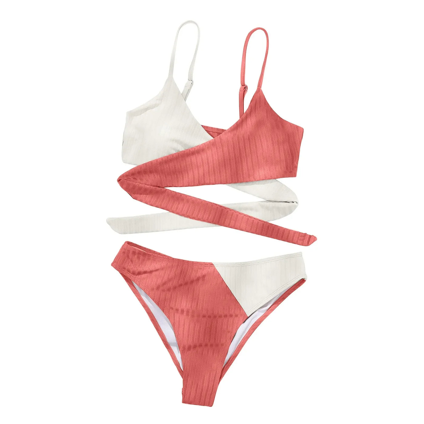 Summer Ladies Sexy High Waist Print Two Piece Bikini Sets Biquini Women Swimsuit Clothing Set Color Block Mujer Swimwear Suits