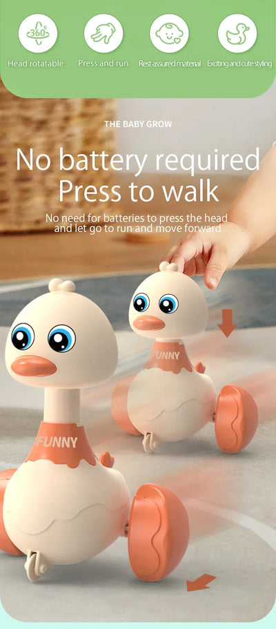 Baby Toy Swing Duck Toy Cartoon Press Vehicles Glide Animal Inertia Pull Back Cars Early Education Toys for Toddlers Boys Girls