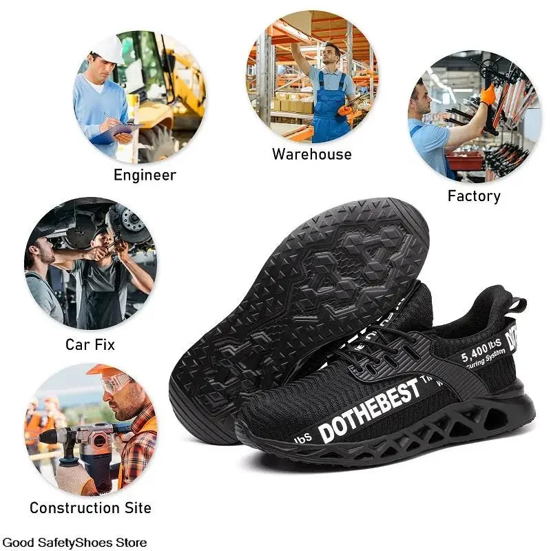 Safety Shoes Men For Work Sneakers Women Men Steel Toe Work Shoes Security Protective Shoes Lightweight Anti-Smash Anti-Puncture