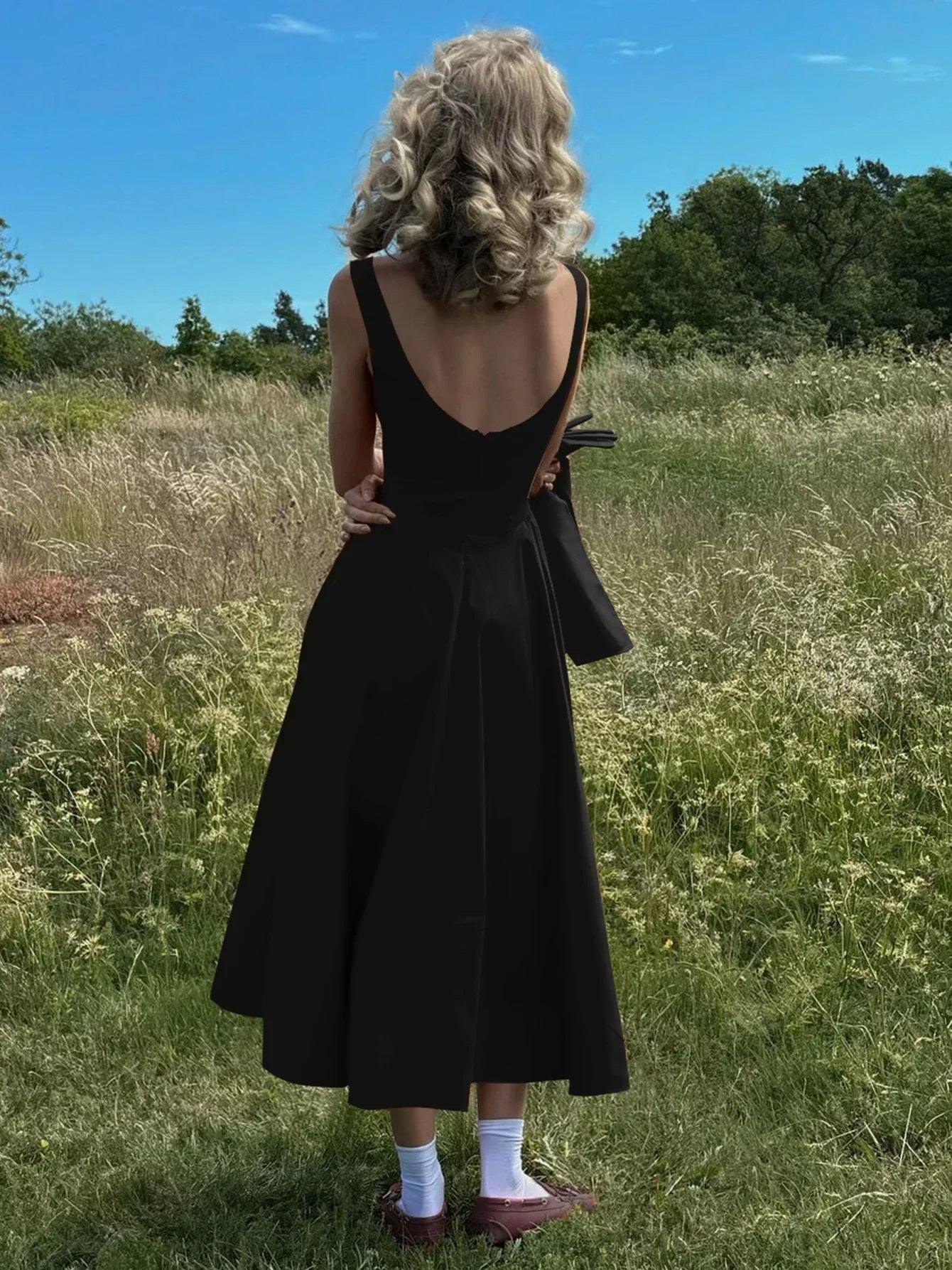 Dulzura sexy elegant midi dress backless solid ruched women luxury dresses lady evening party birthday club summer y2k