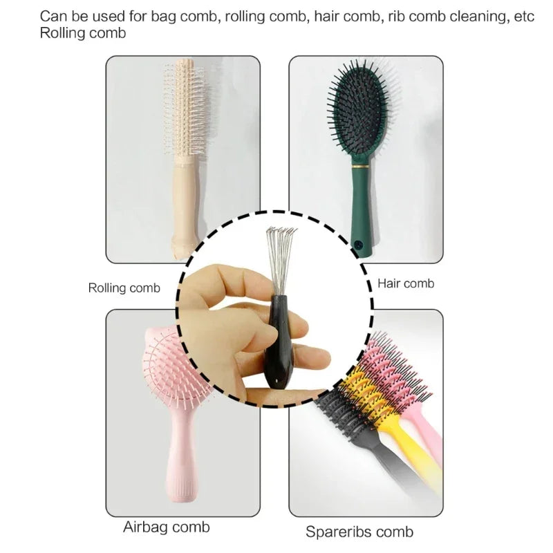 Comb Hair Brush Cleaner Plastic Handle Cleaning Brush Remover Embedded Beauty Tools Cleaning Products Cleaning Supplies