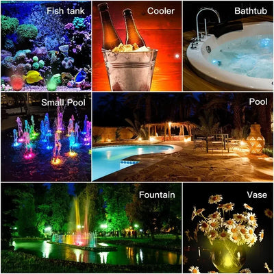 10leds RGB Submersible LED Lights Underwater Night Light Outdoor Swimming Pool Light Tea Light Vase Pond Party Wedding Decor