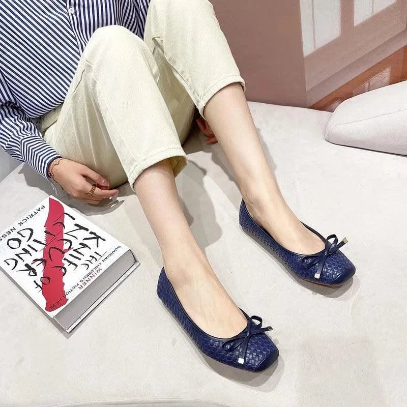 Elegant Ballet flats Women Shoes  Black Blue Plus Size 41 D061