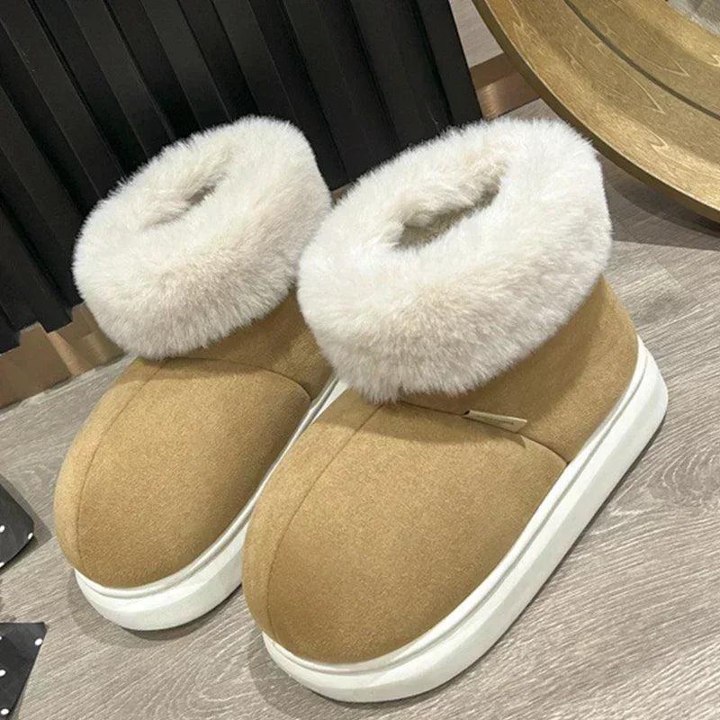 Kidmi classic fur boots for women winter outdoor fashion ankle long padded new indoor warm shoes