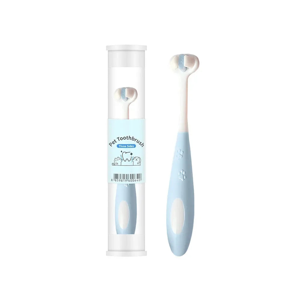 Pet Toothbrush 360 Degree 3-Sided Brush Head Cleans Gentle On Gums And Teeth Dog Cat Toothbrush Toothpaste Set