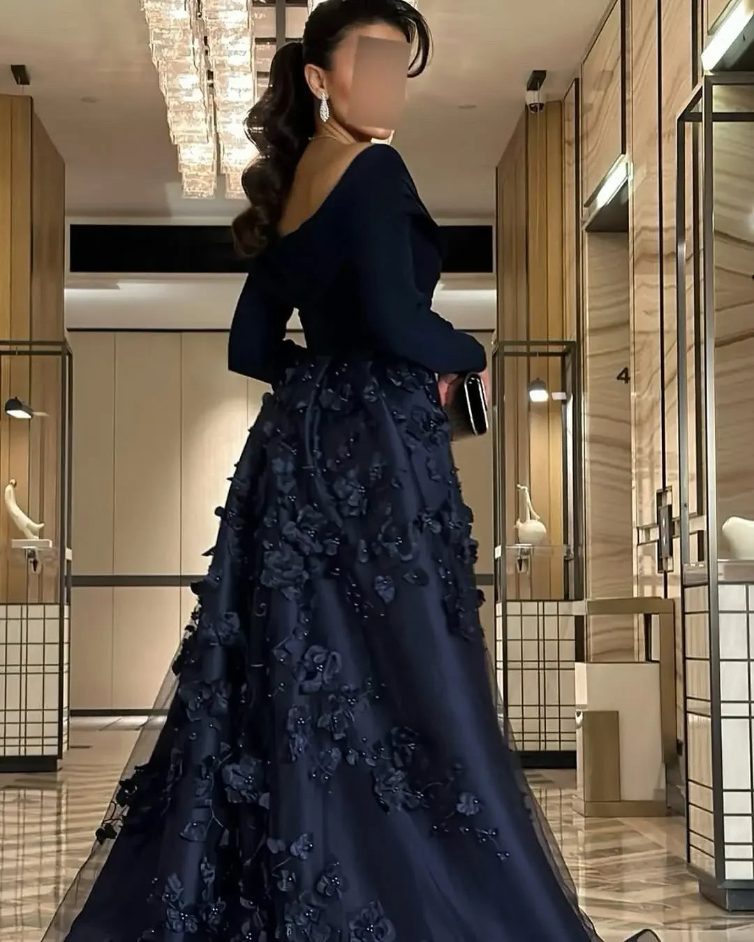 Customized Exquisite Off the Shoulder Long Sleeves Evening Dress High Quality Jersey Prom Dresses Temperament Homecoming Gowns