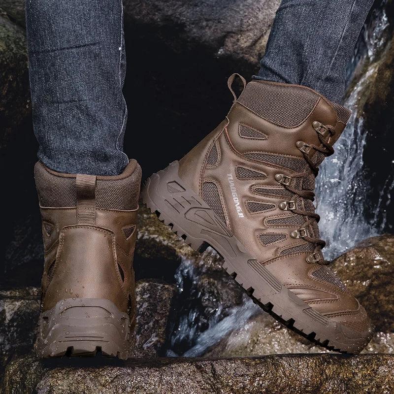 Men's Outdoor Hiking Tactical Boots Ankle Desert Boots Sports Climbing Shoes Military Work Waterproof Work Safety Hunting Shoes