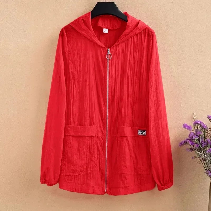 2025 New Summer Women Jacket Hooded Beach UV Jackets Female Long Sleeve Thin Sun Protection Clothing Windbreaker Ladies Casual