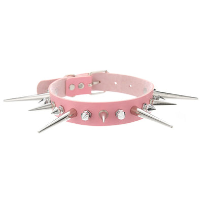 Goth Long Spike Choker Punk Faux Leather Collar For Women Men Cool Big Rivets Studded Chocker Gothic Style Necklace Accessories