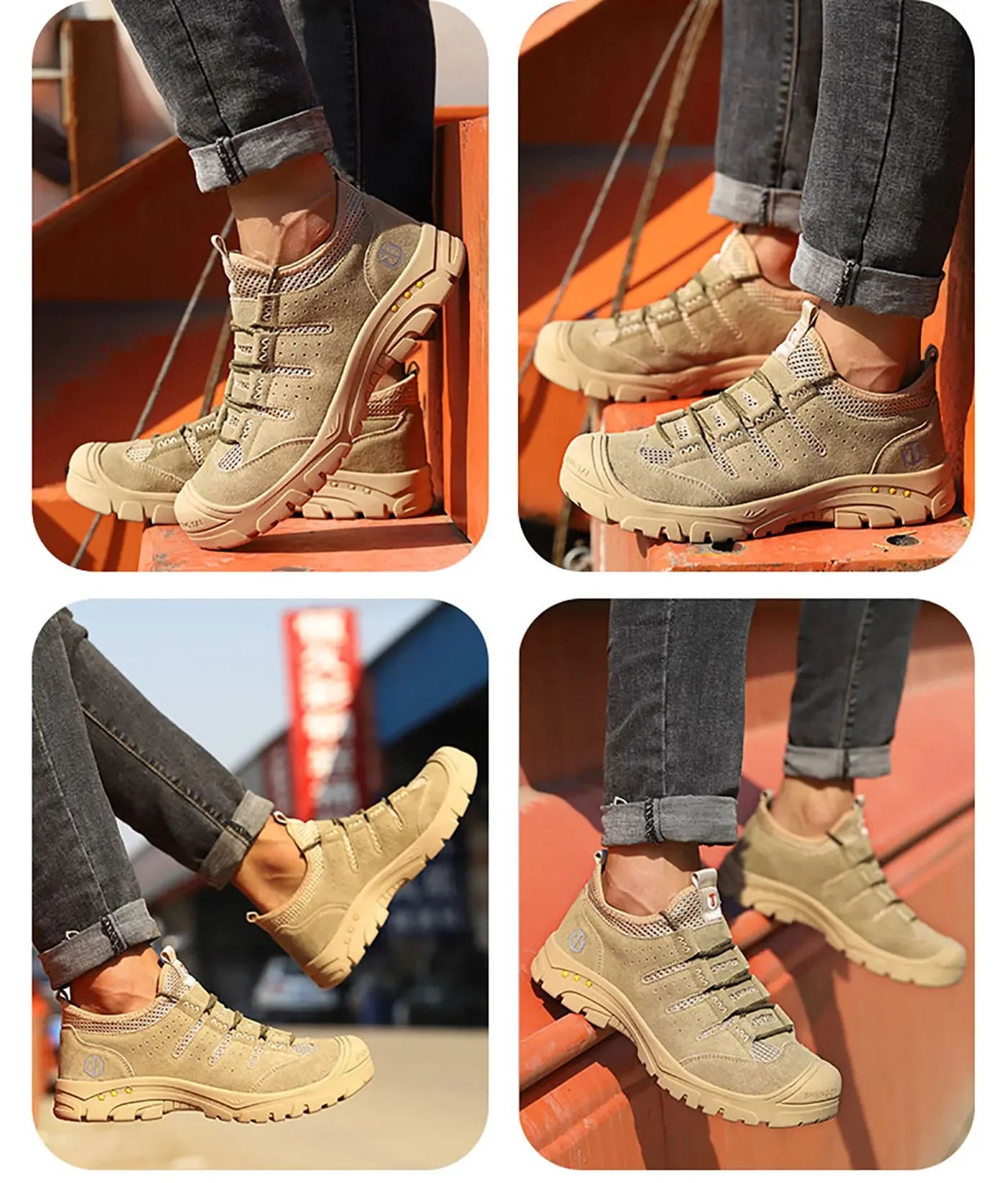 Men's safety shoes are impact resistant, puncture resistant, soft, comfortable, breathable, non slip, and lightweight work shoes