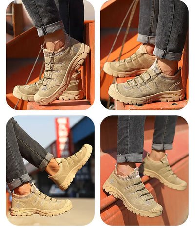 Men's safety shoes are impact resistant, puncture resistant, soft, comfortable, breathable, non slip, and lightweight work shoes