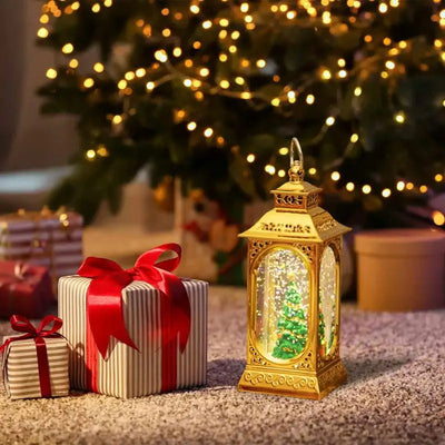 Christmas Snow Globe Lantern Vintage LED Christmas Lantern Lights Snow Crystal Ball Christmas Lantern Lights Portable Night