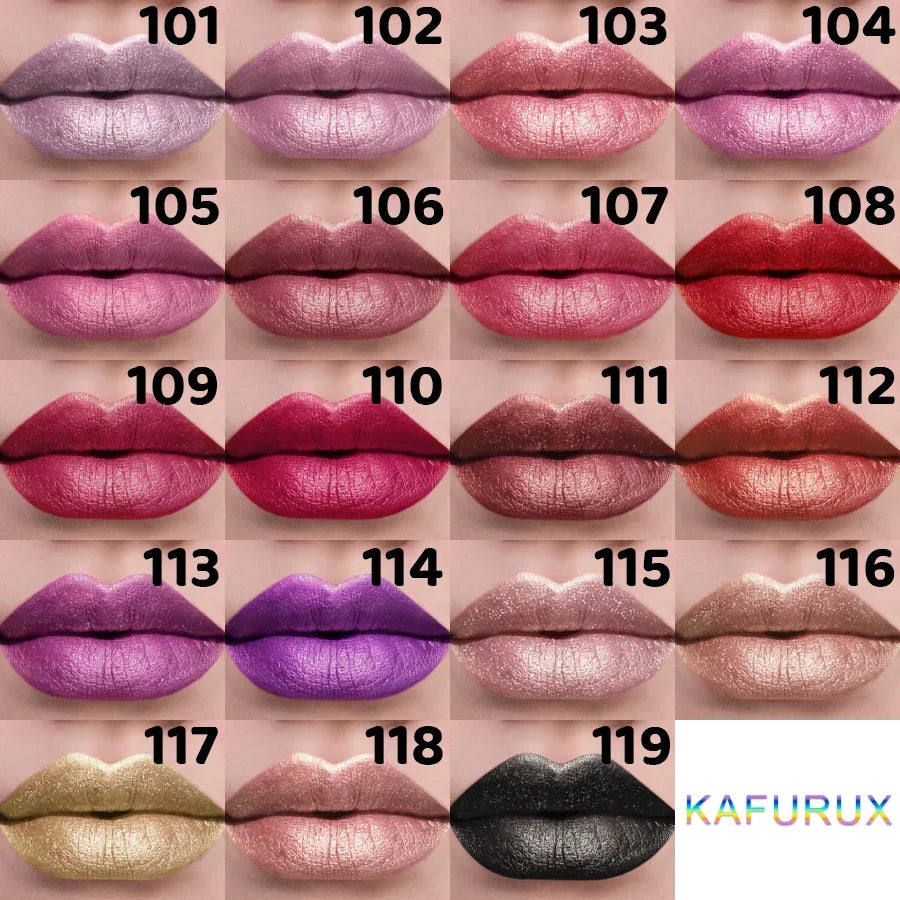 21Colors Bold & Intense Glitter Shiny Metallic Lipstick Pearlescent Lip Tint,Long Lasting Lip Senior Matte Lip Makeup Gifts for
