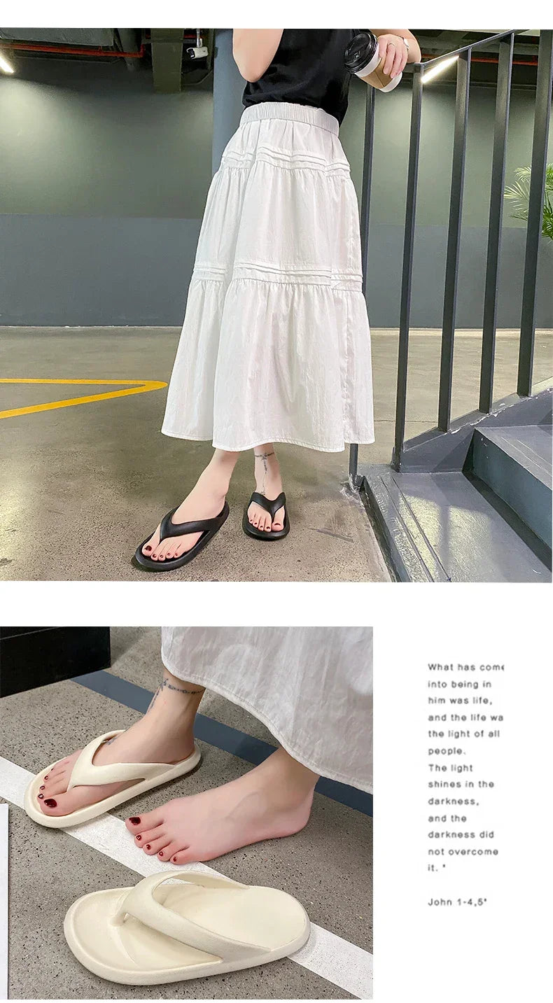 Women's Classy Flip-Flops for Women, Summer Flip-Flops for Beach Couples, New Thick-Soled Outer Wear Sandals for Men, Bathroom Bathing Non-Slip Slippers