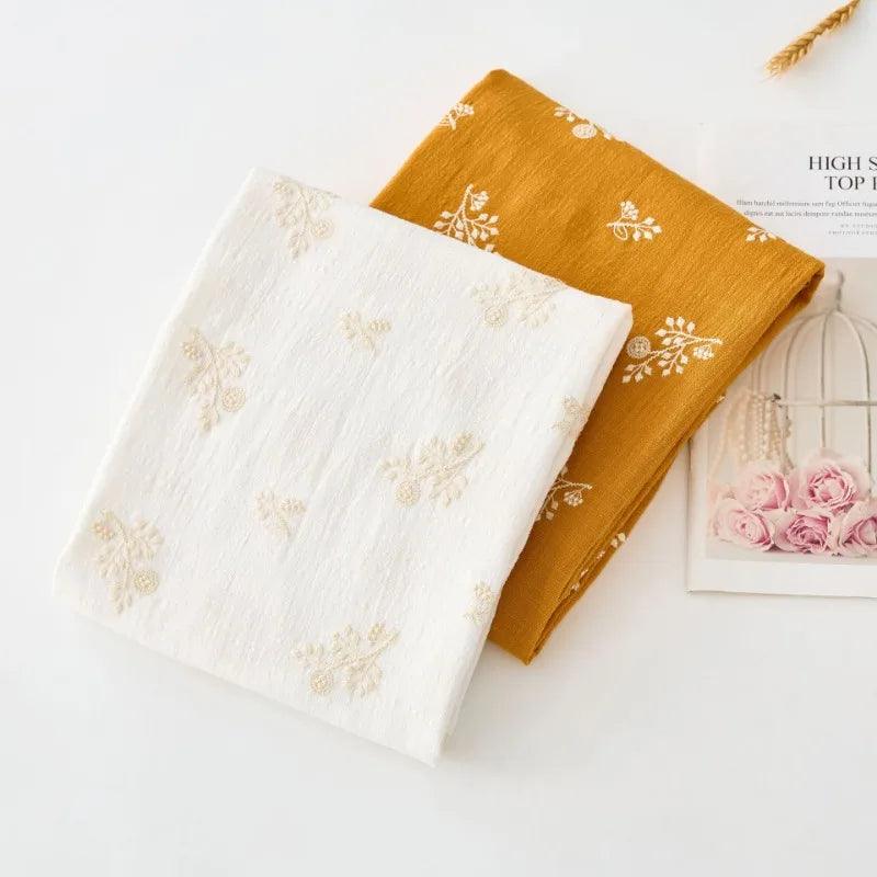 140x50cm embroidered slub cotton linen fabric clothing sewing diy women’s dress forest flower cloth