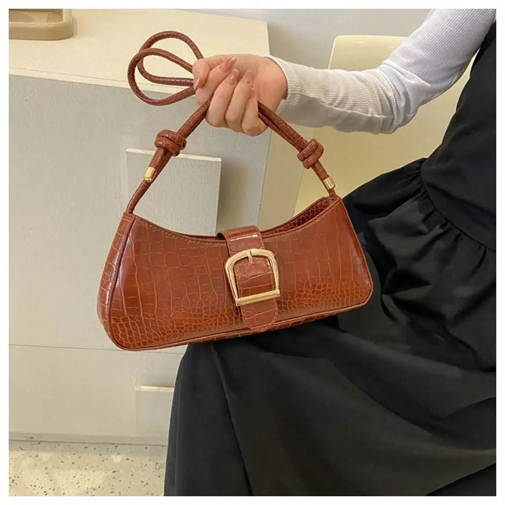 Women Stylish PU Leather Sling Bag Solid Colour Zipper