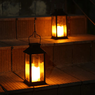 Neoglint Solar Lantern Lights with LEDs Flameless Candle Outdoor Garden Hanging Lanterns Decorative for Table Backyard Party