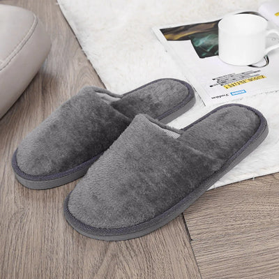 Men's Winter Slippers Warm Bedroom Plush Shoes Home Floor Soft Indoors Thin Velvet Solid Color Non Slip Half Drag Slipper