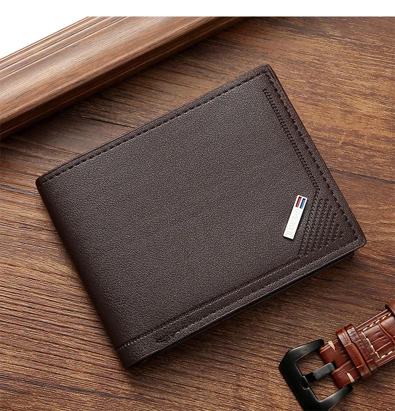 Men's Short Leather Slim Wallets Business Man Money Clip Credit Card Holder Purse Thin Minimalist Bifold Wallet