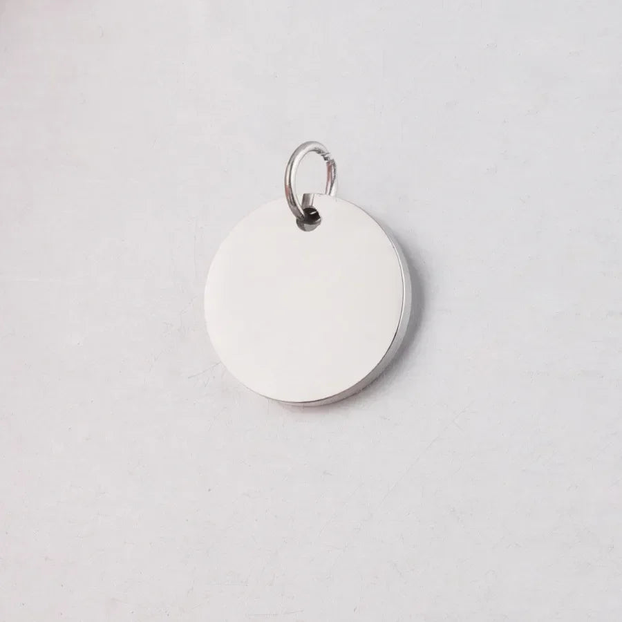 Custom Engraved Name Date Round Coin Stainless Steel Personalized ID Tag  Accessory Jewelry Pendant Fit for Bracelet Necklace
