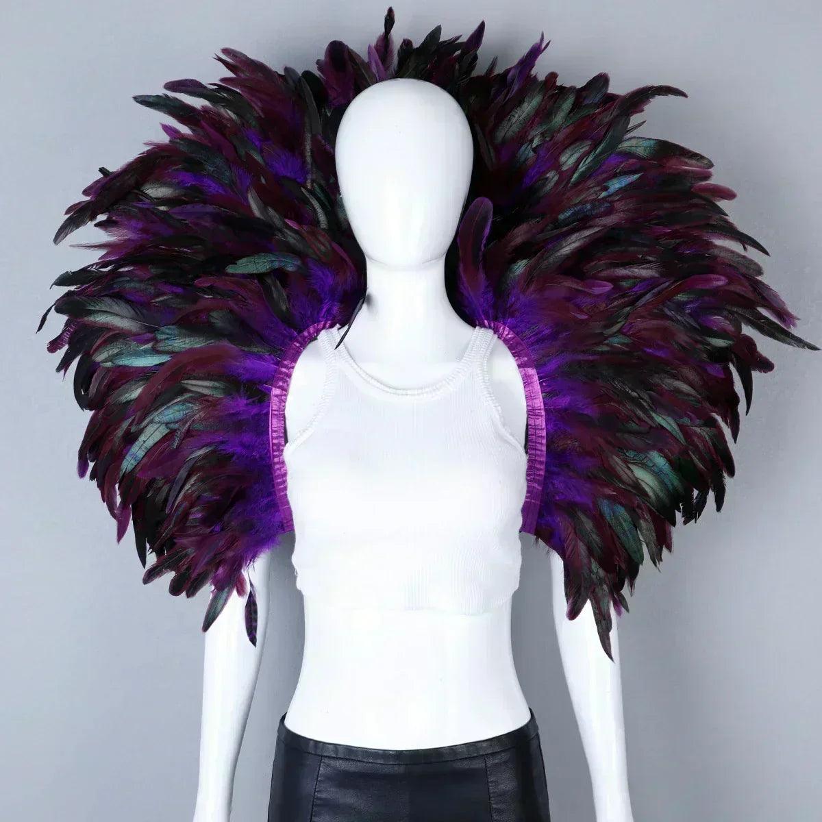 Designer feather scarf (punk halloween carnival masked ball party)accessory