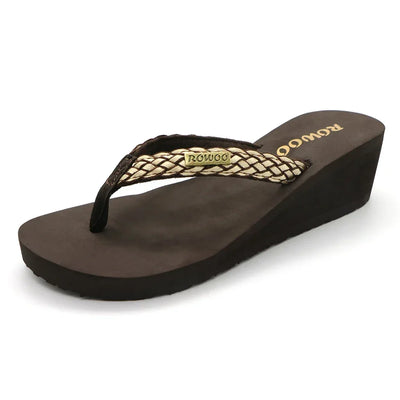 Fashion Clip Toes Flip Flops Women Wedge Sandals Summer Casual Beach Slippers Waterproof 5cm Platform Sandals Female Footwear