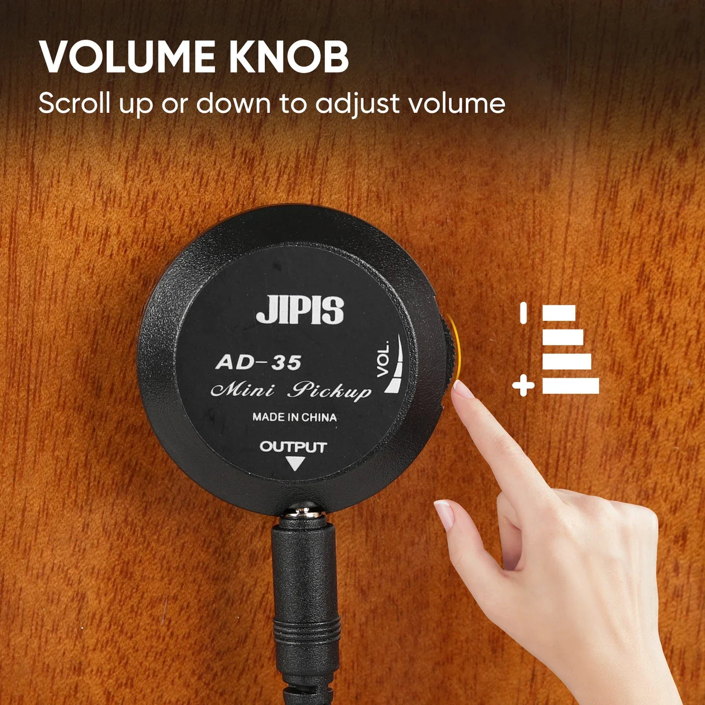 Acoustic Guitar Pickup for Guitar,Ukulele,Mandolin,Violin,Canjo,Kalimba,Drum,Surface-Adhesive Piezo Pickup with Volume Control