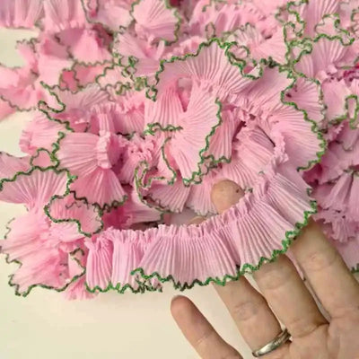 4M/lot 3cm Wine red/pink/Beige Chiffon Pleated Lace Dog Tooth Ruffle Lace Trimming for Dress Pet Cloth Home Decoration X1496