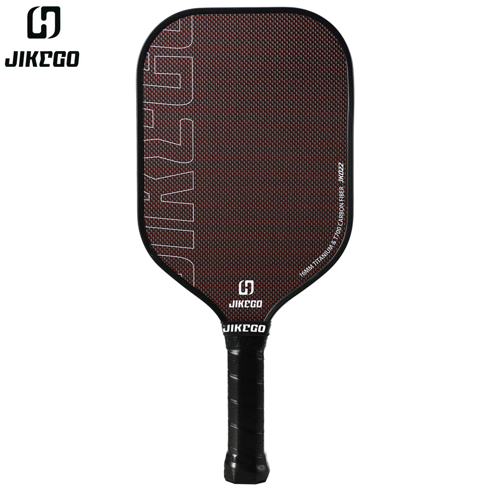 JIKEGO Titanium Weave T700 Carbon Fiber Pickleball Paddle Thermoformed Unibody Foam Edge 16mm Elongated Pickle Balls Racket CFS