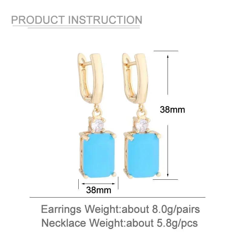 New trend natural zircon drop earrings sets gold color colorful for women luxury necklaces and set