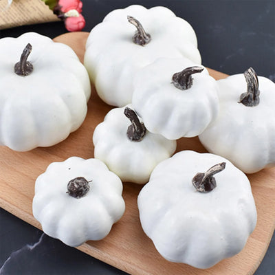 7pcs Thanksgiving Halloween Artificial Assorted Pumpkins Thanksgiving Decorations Party Supplies Autumn Fall DIY Craft