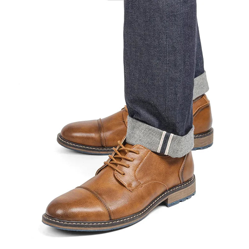 Men's Formal Shoes British Retro Brogue Shoes Mens Casual Business Leather Oxfords Men Office Dress Shoe Flats