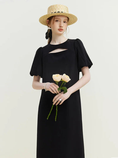FSLE Bowknot Black Dress For Female Summer French Little Black Dress For Women Casual Loose Women 2023 New Dress For Women