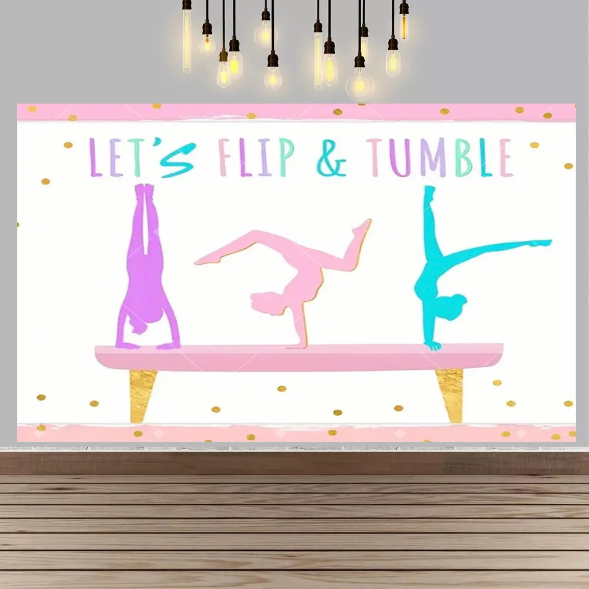 Gymnastics Theme Birthday Decor Backdrop Gymnastics Movement Flip Jump Play Falling Party Supplies Photography Backdrop
