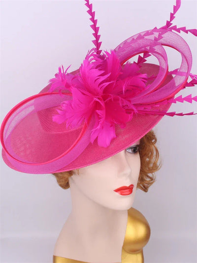 Bride Pillbox Red Fascinator Hat Femme Wedding Chapeau Women Formal Event Tea Millinery Cap Feather Royal Ascot Race Headpiece