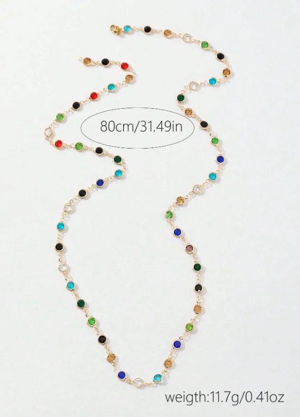 Lats new luxury colourful long tassel necklace for women shiny rhinestone crystal zircon choker bohemian statement
