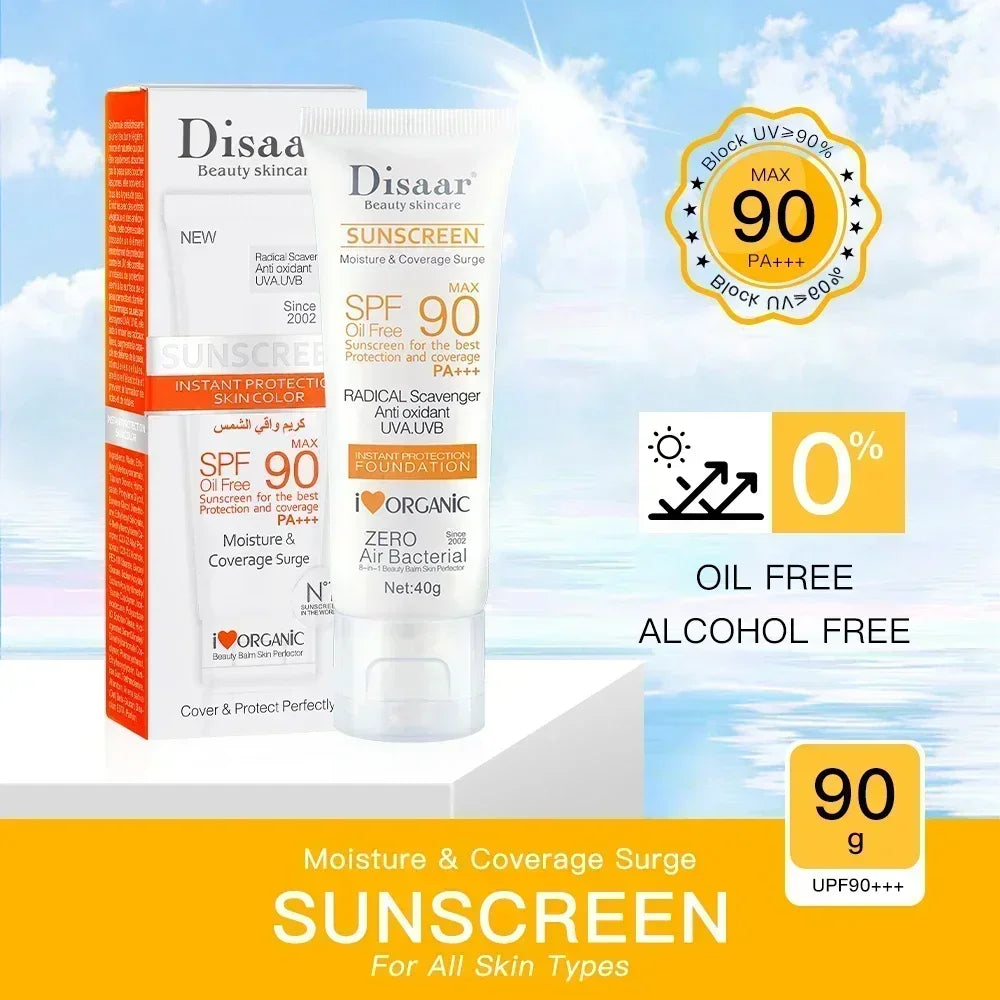 SPF90+ sunscreen, moisturizing, whitening, facial and body sunscreen, UV protection, skin care and anti-aging