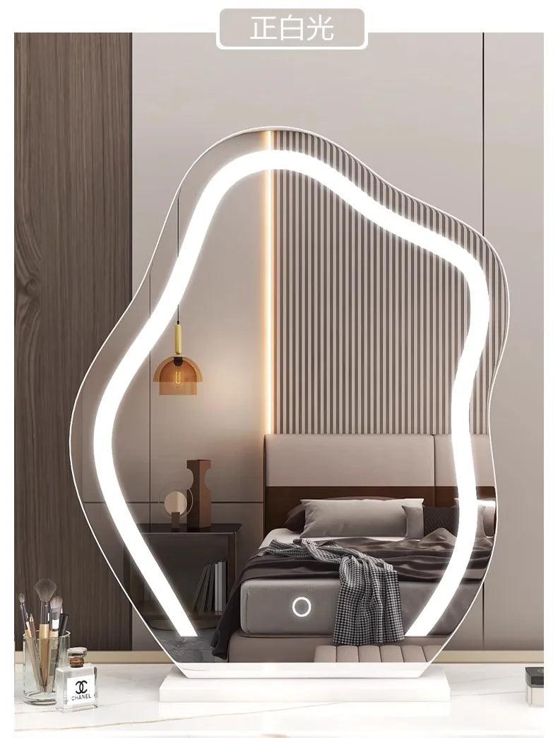 Lights irregular decorative mirrors jewelry standing asymmetrical bedroom mirror floor aesthetic espelho furniture
