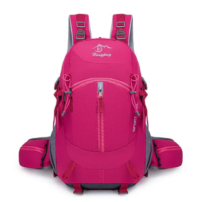 Fashionable and Wear-Resistant Outdoor Travel Backpack, Black and Red Contrasting Color Large-Capacity Mountaineering Bag with Waterproof Cover