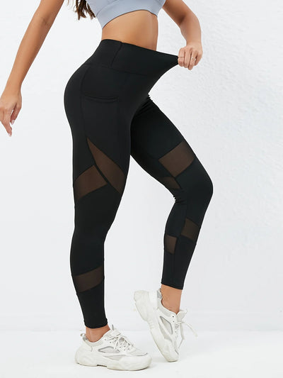 Women's high-waisted leggings with pockets, hip-lifting