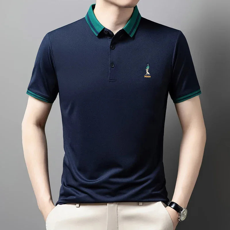 Designer Brand Men's Polo Shirt Lapel Cartoon Person Embroidery Short-sleeve Seamless T-shirt Summer Business Golf Menswear Top