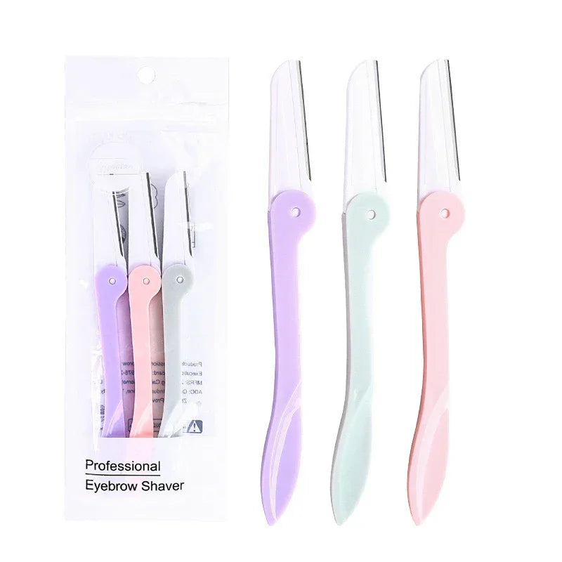 3Pcs/Set Women's Razors Makeup Facial Eyebrow Lip Razor Hair Remover Sharp Stainless Steel Cutting Knife Safety Razor