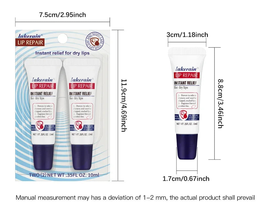 2pcs/Lot Moisturizing Lip Repair Gel Instant Relief For Dry Lips Liquid Lip Balm Paraben Free Lip Care Product Reduce Lips Line