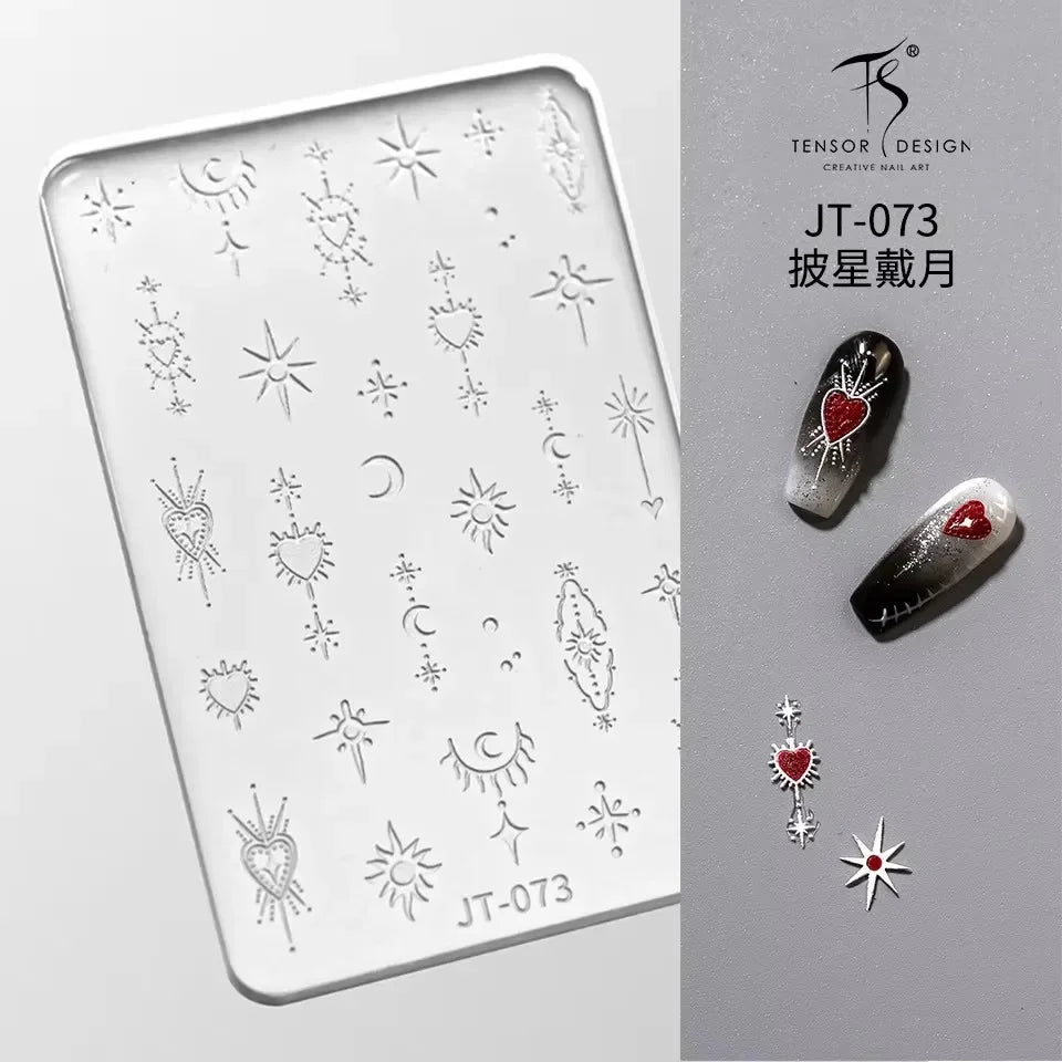 Geometric Bowknot Grid Lace Flora Edge Nail Art Silicone Carving Mold Mould Star Daisy Flower Charms Bow Tie Snowflake Template