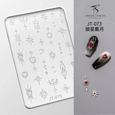 Geometric Bowknot Grid Lace Flora Edge Nail Art Silicone Carving Mold Mould Star Daisy Flower Charms Bow Tie Snowflake Template