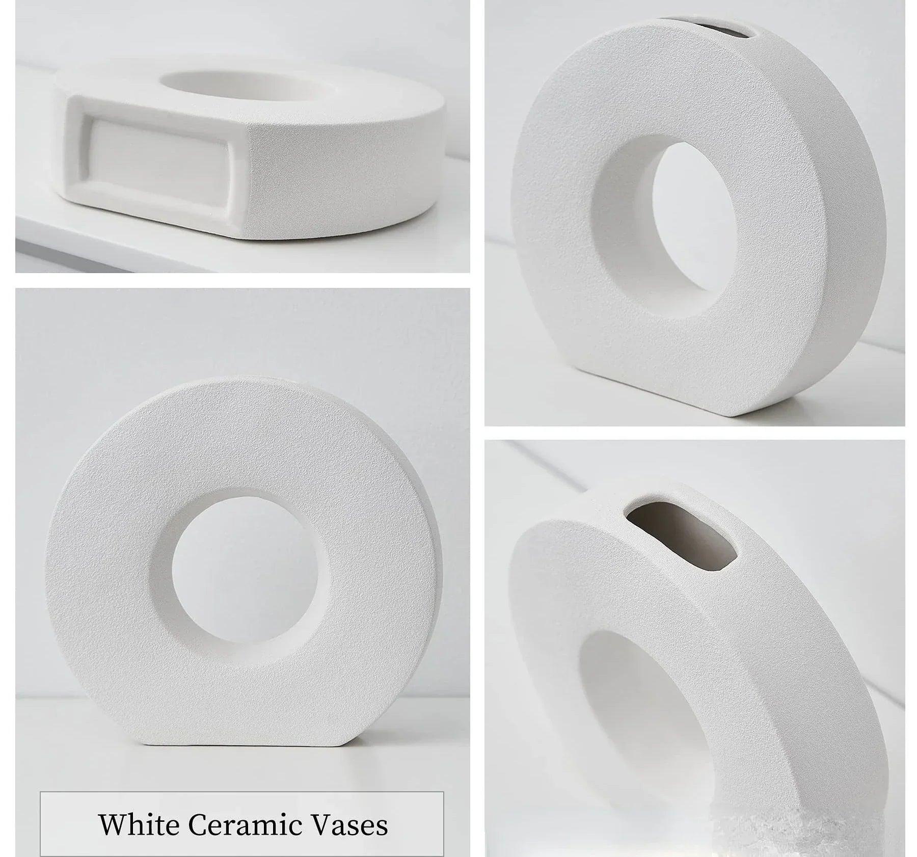 Nordic home decor vase decoration donut luxury living room simple flower matte centerpiece